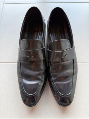 To Boot Black Leather Penny Loafers with Classic Strap